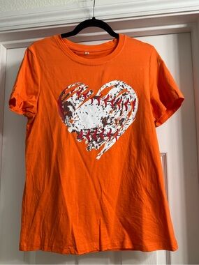 Orange Baseball Heart Graphic Tee